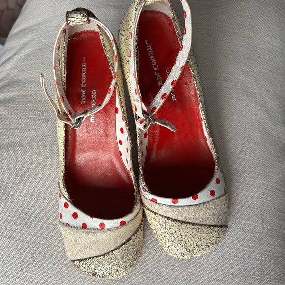 Sz7 Irregular Choice Pony-Hair Ankle-Strap Pumps - Picture 1 of 13